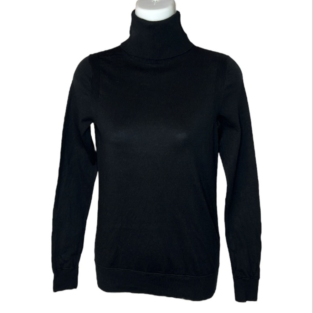 Banana Republic Womens XS Cotton Cashmere Blend Turtle Neck Black Sweater